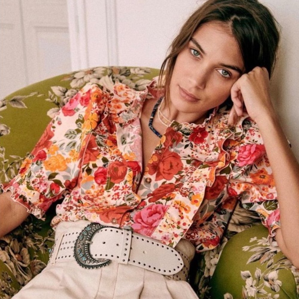 Sezane Floral Blouse - Size 36